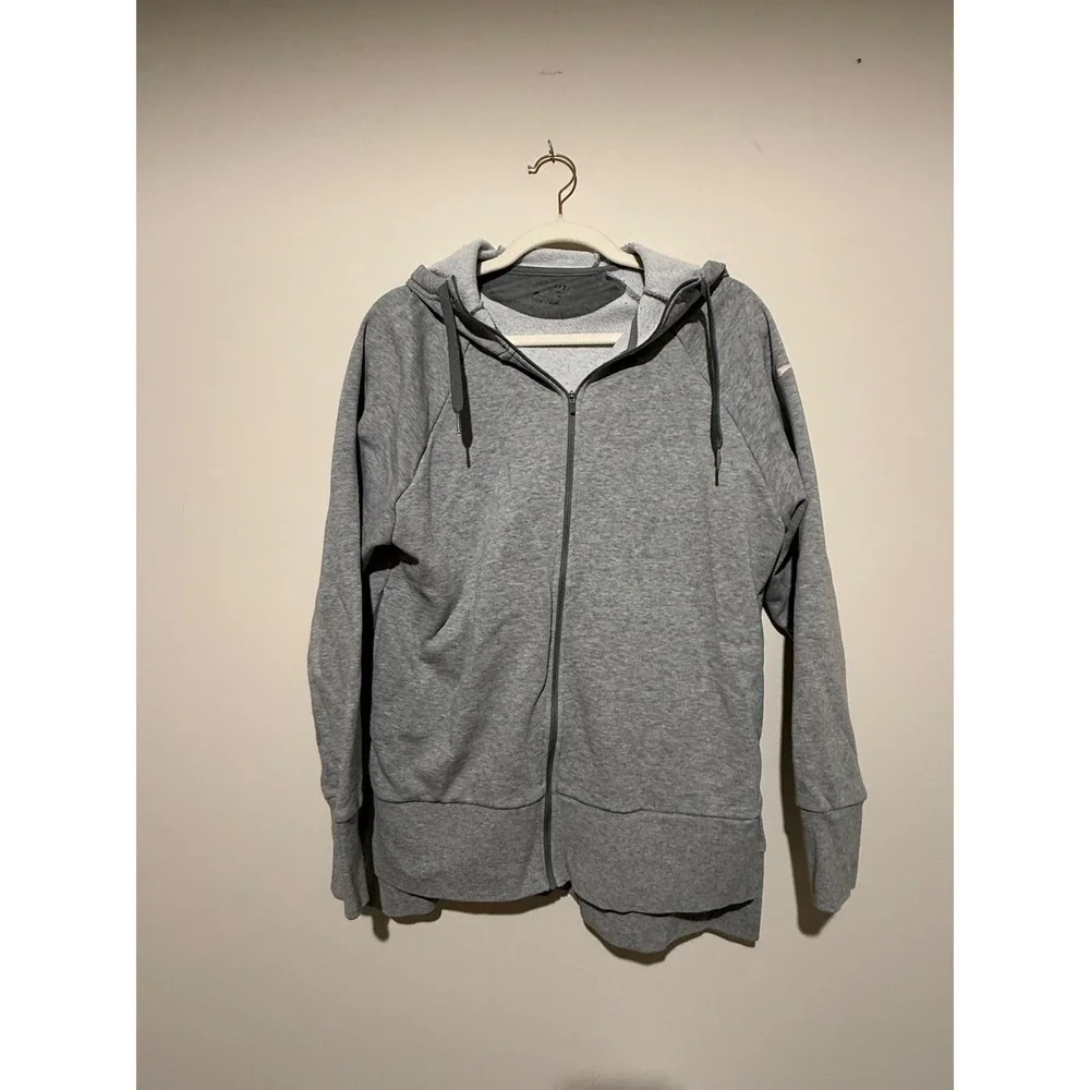 Nike Dri-FIT Womens Gray Full Zip Hoodie Sweatshirt Small 885323-063